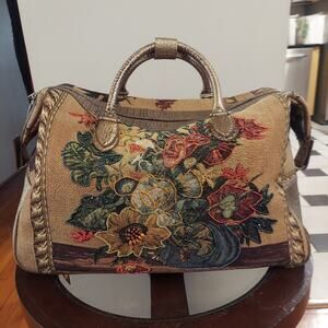 Vintage Beaded Floral Bohemian Womens Travel Rolling Duffel Bag Carry On Luggage